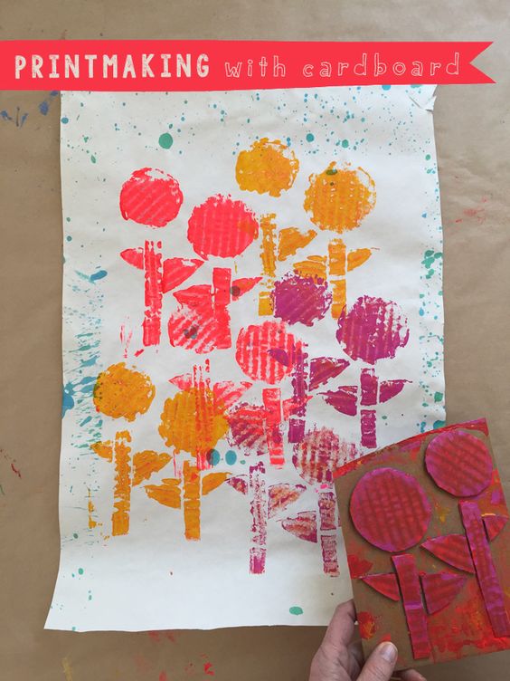 cardboard printmaking – Moon Township Public Library