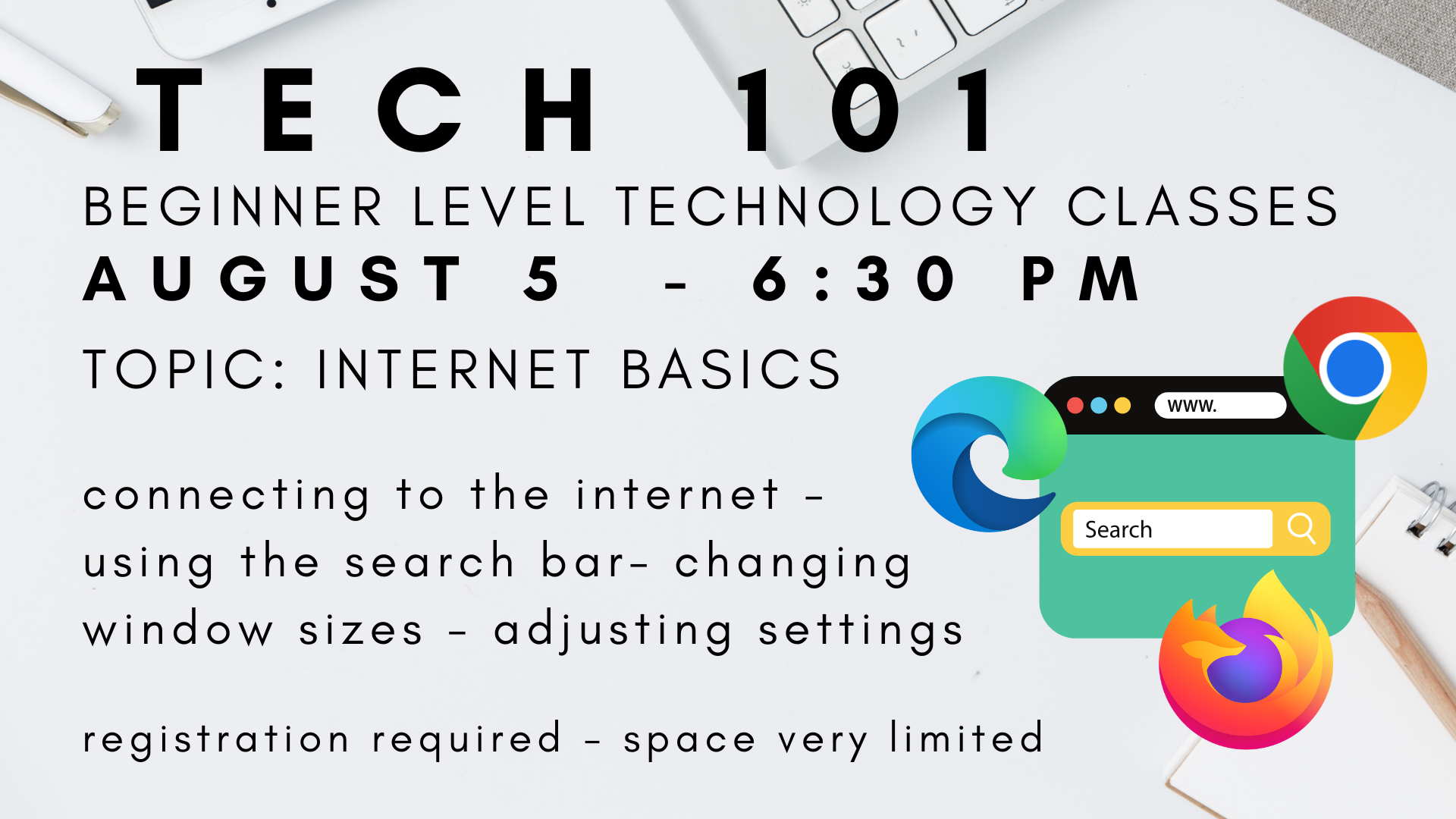 Tech 101 Internet Basics 2024 08 05 – Moon Township Public Library